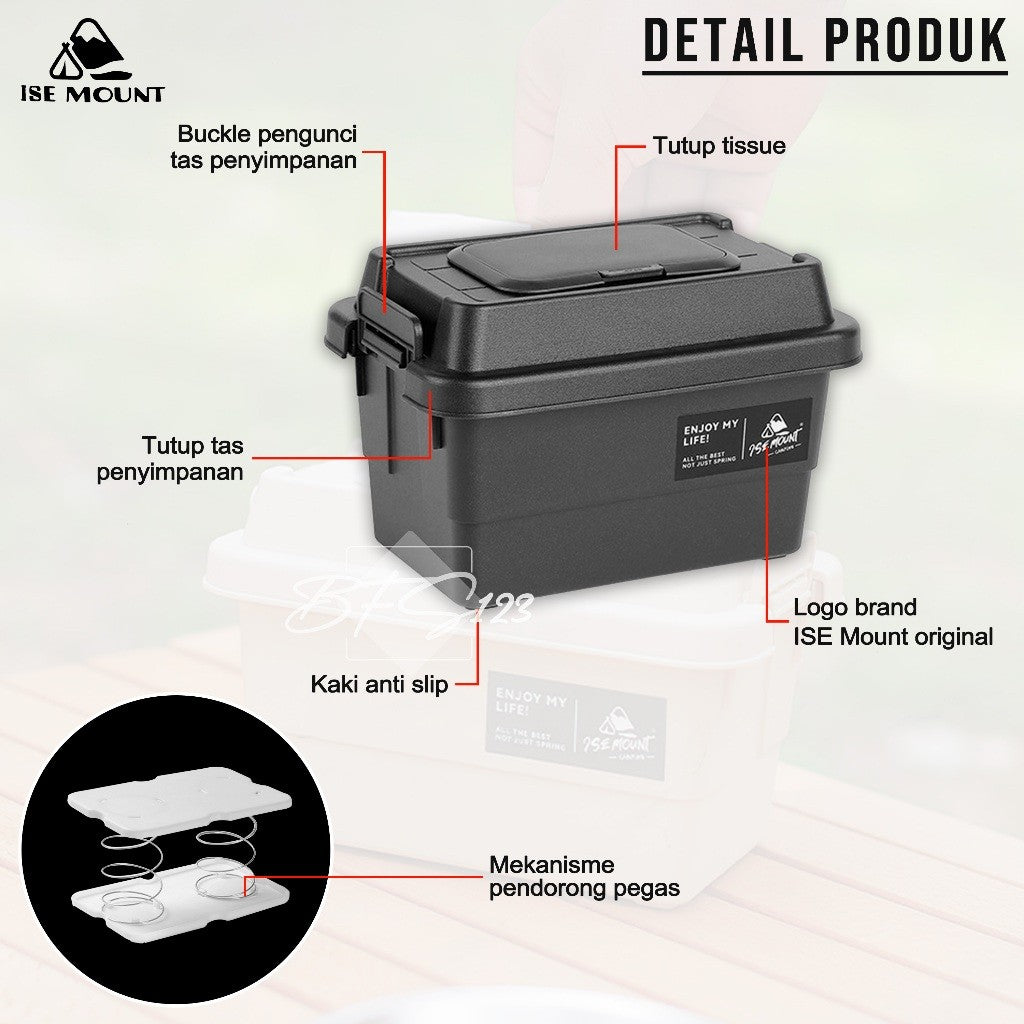ISE MOUNT Tempat Tissue + Box Organizer Outdoor 1.1L Kotak Storage Serbaguna Camping Outdoor