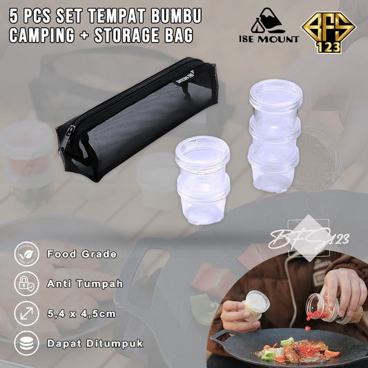 ISE MOUNT Set 5 Pcs Tempat Bumbu Camping Seasoning Box Campervan Plus Storage BAG