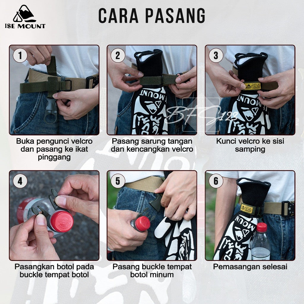 ISE MOUNT Glove Hanging Buckle Pengait Botol Nylon Belt Glove Holder Clip Hiking Outdoor