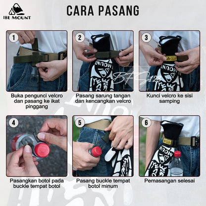 ISE MOUNT Glove Hanging Buckle Pengait Botol Nylon Belt Glove Holder Clip Hiking Outdoor