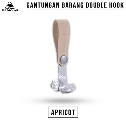ISE MOUNT Gantungan Barang Camping Double Hook Kulit PU Model Clip Kancing Stainless Campervan Outdoor