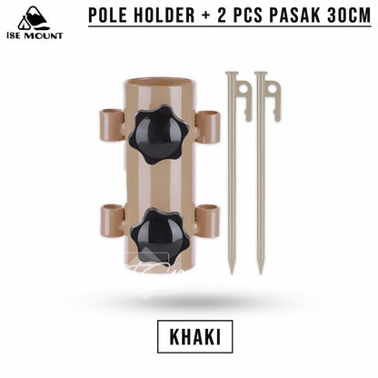 ISE Mount Pole Holder Tiang Fly Sheet Plus 2 Pcs Pasak Kanopi Tenda Stand Holder Tiang Tenda Camping 30 cm