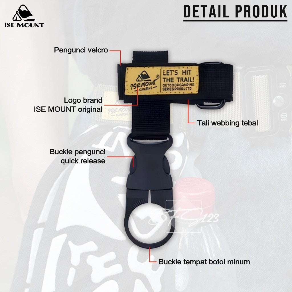 ISE MOUNT Glove Hanging Buckle Pengait Botol Nylon Belt Glove Holder Clip Hiking Outdoor