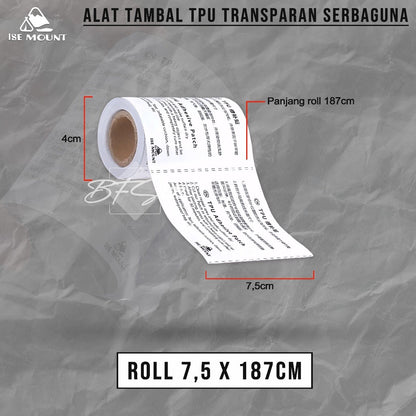 ISE Mount Repair Patch Gear TPU Alat Tambal Tenda Kasur Angin Ban Renang Matras Angin Serbaguna 7,5 x 187 cm