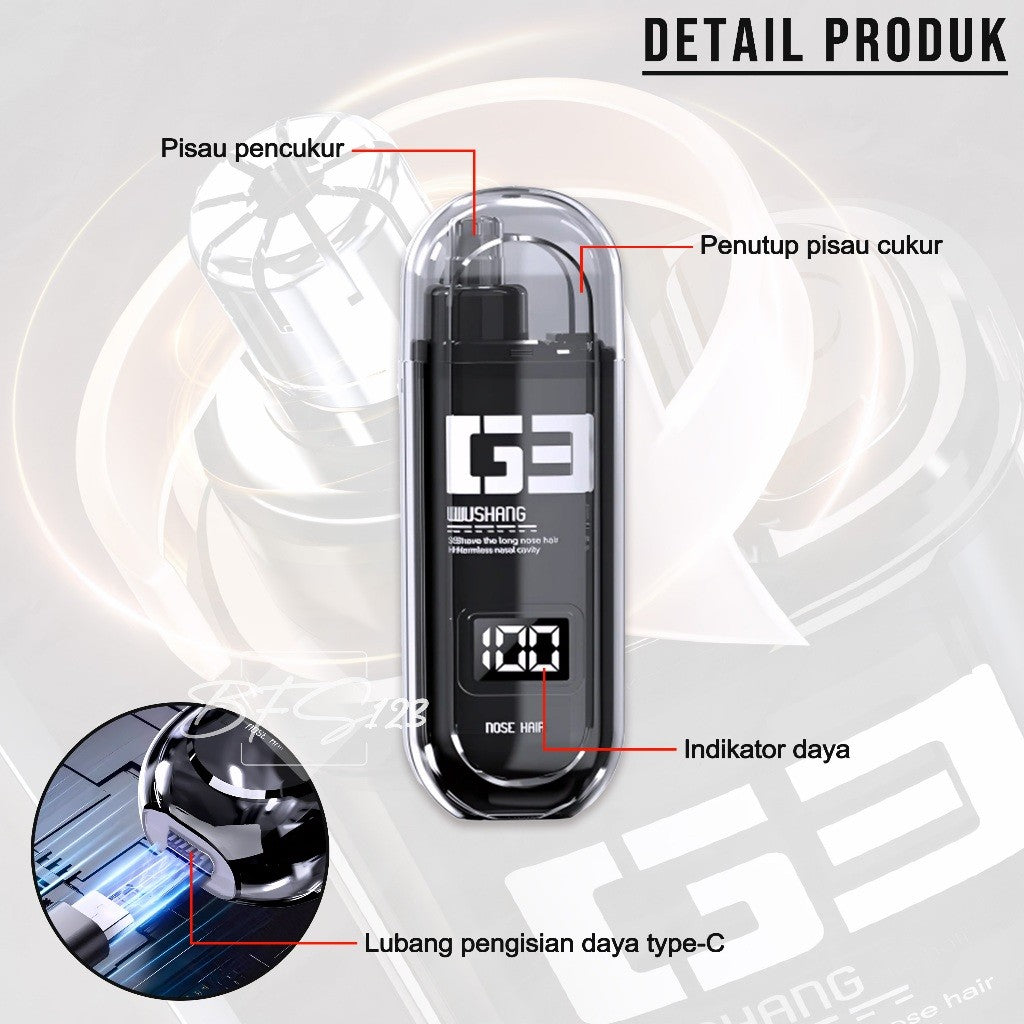 Nose Trimmer Elektrik Wushang G3 Alat Cukur Bulu Hidung Portabel Rechargeable