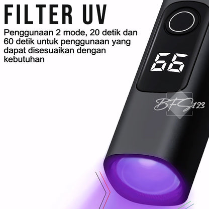 Senter UV Lampu Kuku Portable 400 Lumens Wushang UV Nail Lamp Rechargeable Type C