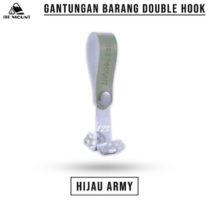 ISE MOUNT Gantungan Barang Camping Double Hook Kulit PU Model Clip Kancing Stainless Campervan Outdoor