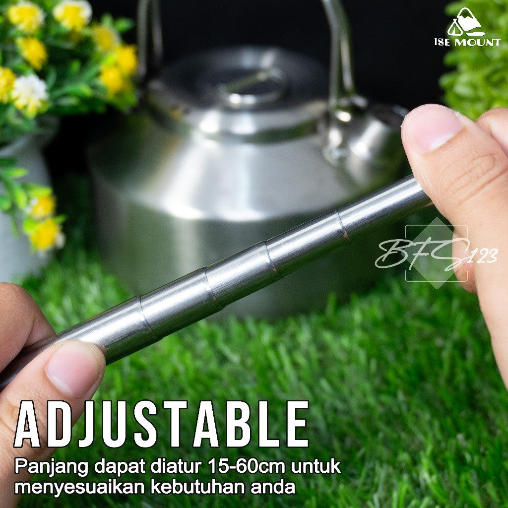 ISE MOUNT Stik Peniup Api Unggun Alat Peniup Api Stainless Telescopic Portable 60 Cm