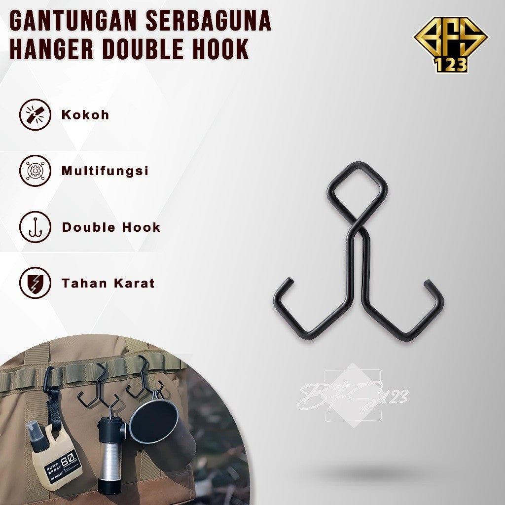 Gantungan Hook Hanger Dua Kaki Double Hook Gantungan Serbaguna Camping Hiking