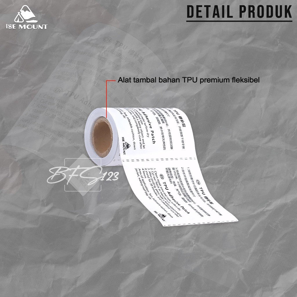 ISE Mount Repair Patch Gear TPU Alat Tambal Tenda Kasur Angin Ban Renang Matras Angin Serbaguna 7,5 x 187 cm