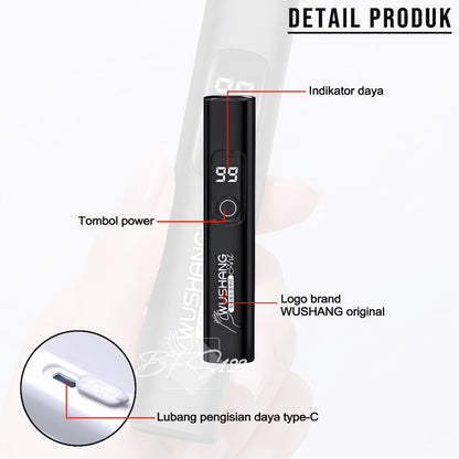 Senter UV Lampu Kuku Portable 400 Lumens Wushang UV Nail Lamp Rechargeable Type C