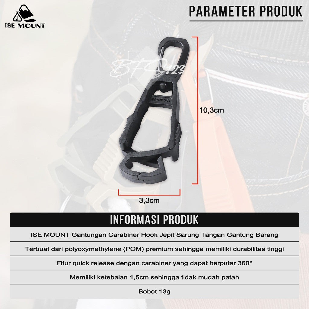 ISE MOUNT Gantungan Carabiner Hook Jepit Sarung Tangan Gantung Barang Camping Outdoor