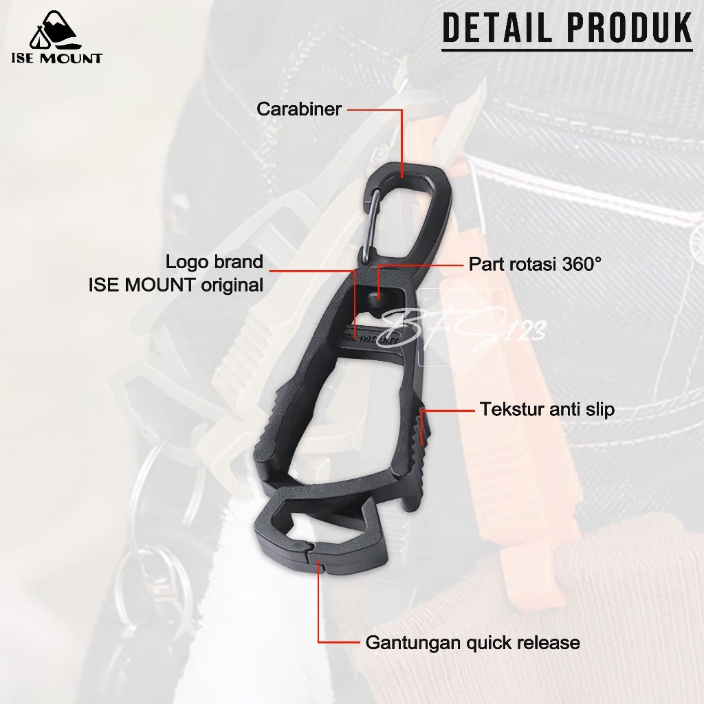 ISE MOUNT Gantungan Carabiner Hook Jepit Sarung Tangan Gantung Barang Camping Outdoor