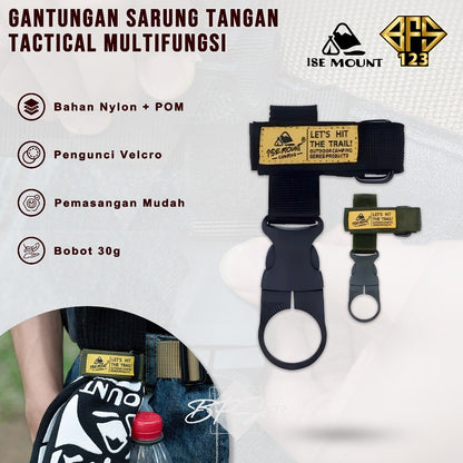 ISE MOUNT Glove Hanging Buckle Pengait Botol Nylon Belt Glove Holder Clip Hiking Outdoor