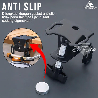 ISE MOUNT Bracket Gantung Gas Kaleng Canister Hicook Outdoor Clamp Meja Kuat Anti Slip Camping Outdoor