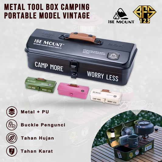 ISE MOUNT Box Tools Camping Portable Box Camping Set Vintage Clutter Storage Box Metal