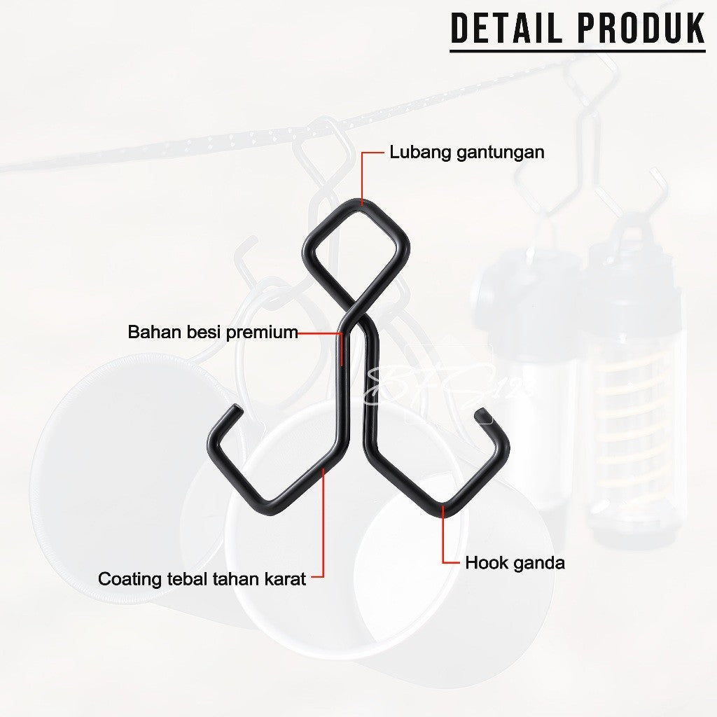Gantungan Hook Hanger Dua Kaki Double Hook Gantungan Serbaguna Camping Hiking