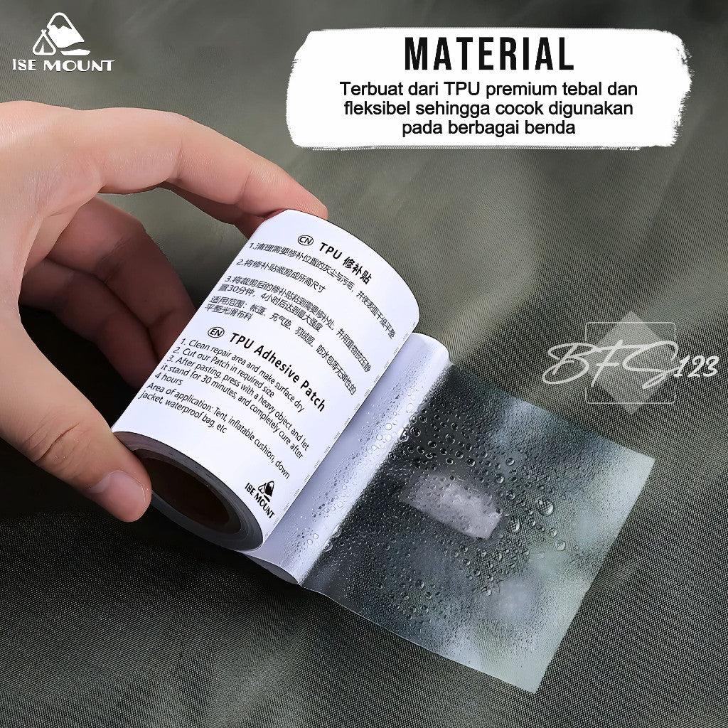 ISE Mount Repair Patch Gear TPU Alat Tambal Tenda Kasur Angin Ban Renang Matras Angin Serbaguna 7,5 x 187 cm