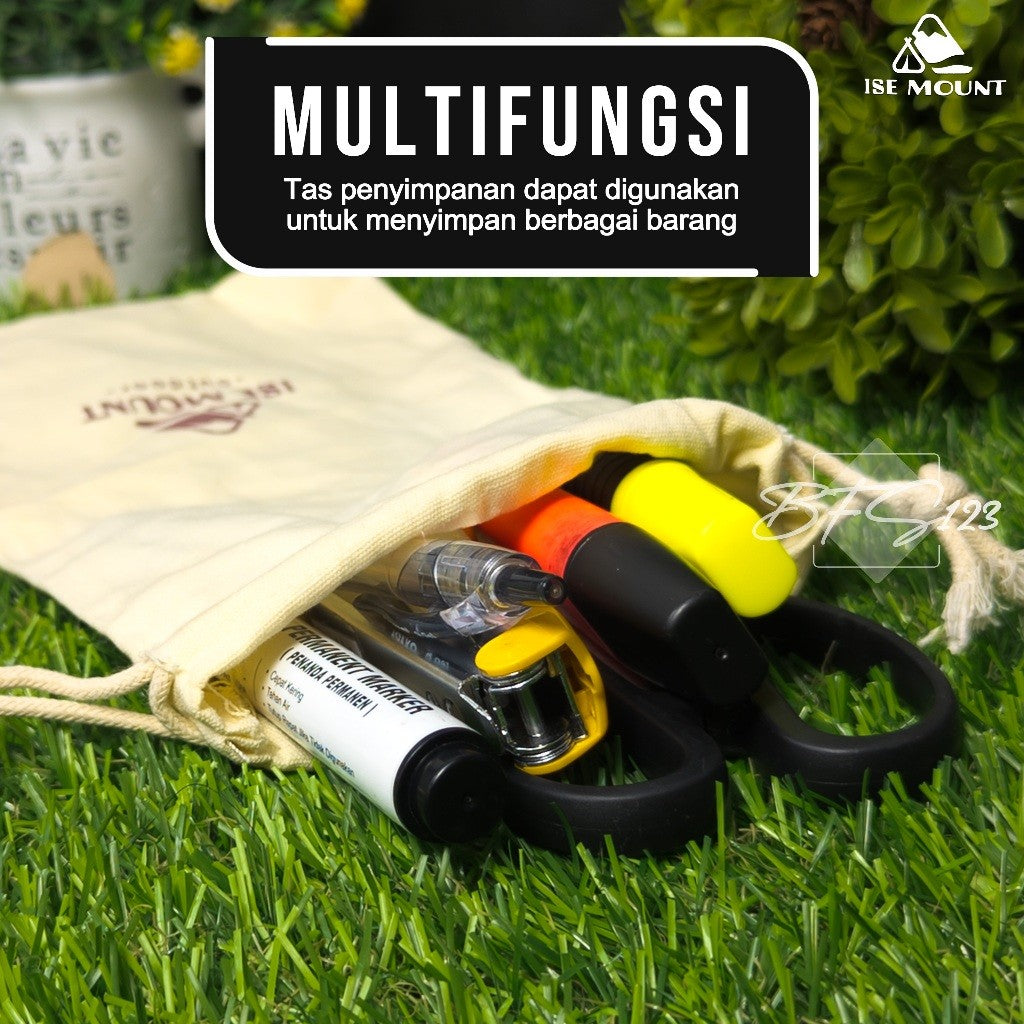 Ise Mount Pouch Penyimpanan Kantong Serut Peralatan Camping 26x13,8 Cm Outdoor