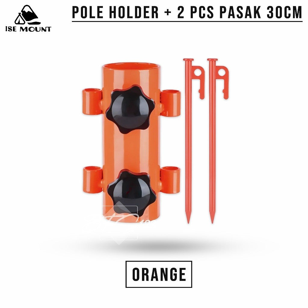 ISE Mount Pole Holder Tiang Fly Sheet Plus 2 Pcs Pasak Kanopi Tenda Stand Holder Tiang Tenda Camping 30 cm