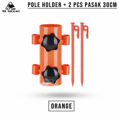 ISE Mount Pole Holder Tiang Fly Sheet Plus 2 Pcs Pasak Kanopi Tenda Stand Holder Tiang Tenda Camping 30 cm
