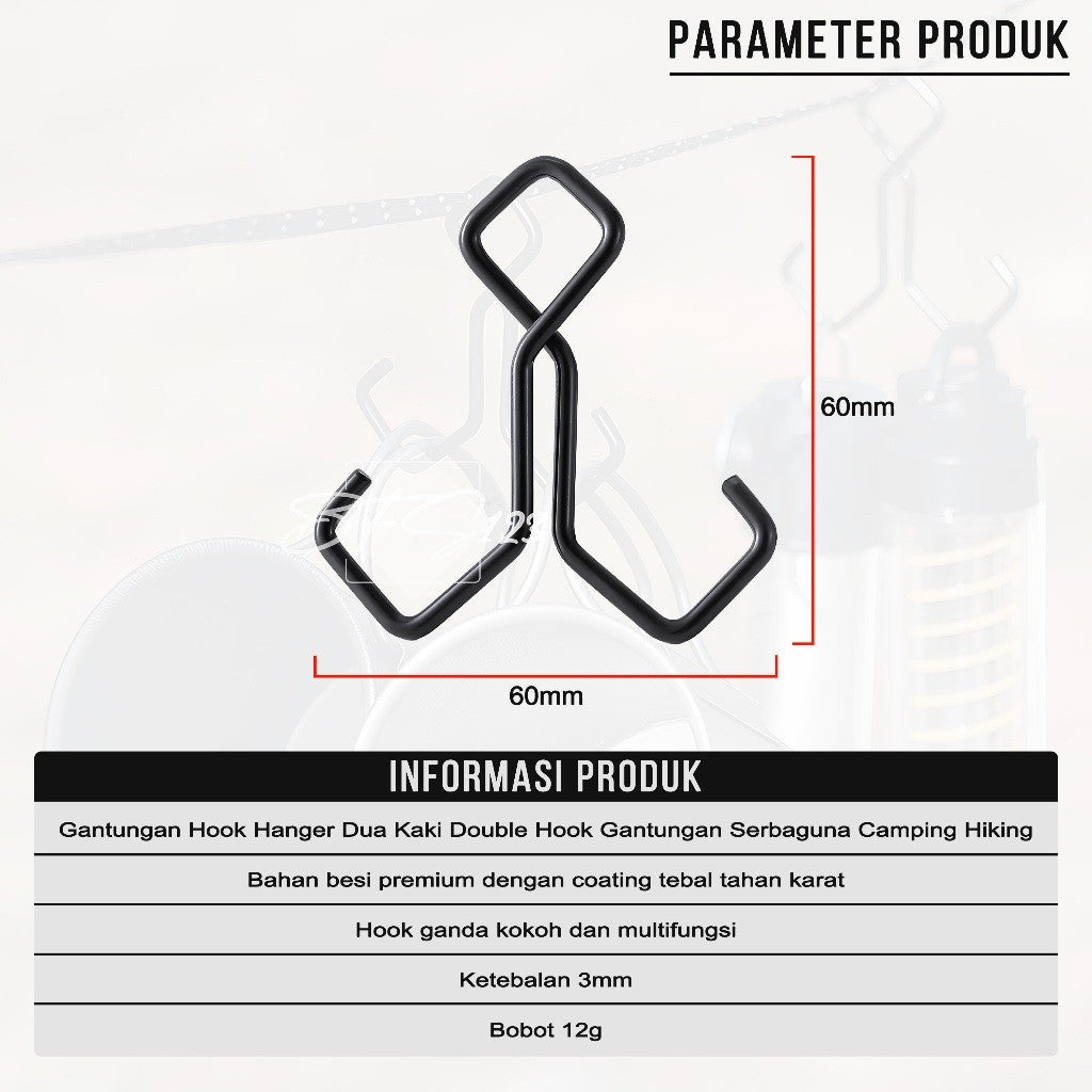 Gantungan Hook Hanger Dua Kaki Double Hook Gantungan Serbaguna Camping Hiking