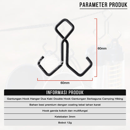 Gantungan Hook Hanger Dua Kaki Double Hook Gantungan Serbaguna Camping Hiking