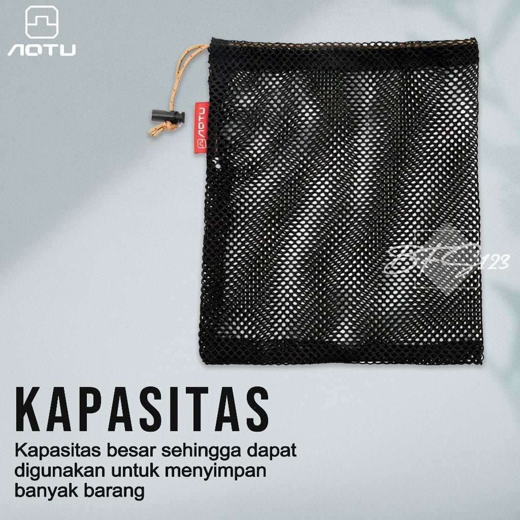 AOTU Mesh Bag Tas Jaring Serbaguna 20x29cm Travel Camping Hiking Storage