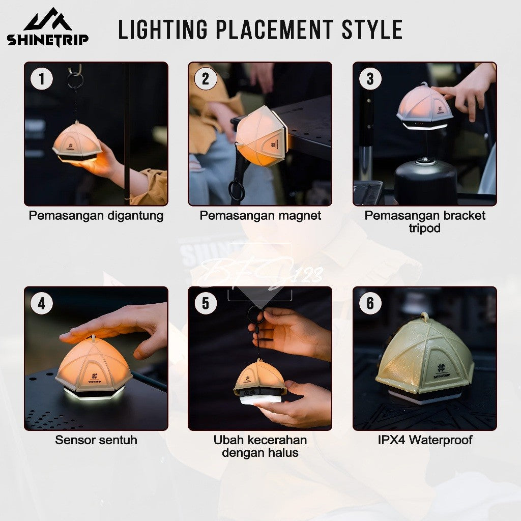 SHINETRIP Lampu LED Camping Lantern Gantung Retro Model Kubah Series Tent Pat Light Type-C IPX4 2000mAh