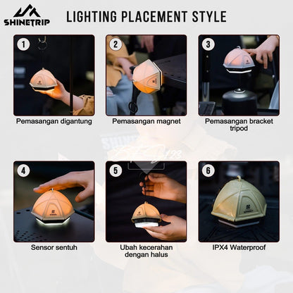 SHINETRIP Lampu LED Camping Lantern Gantung Retro Model Kubah Series Tent Pat Light Type-C IPX4 2000mAh
