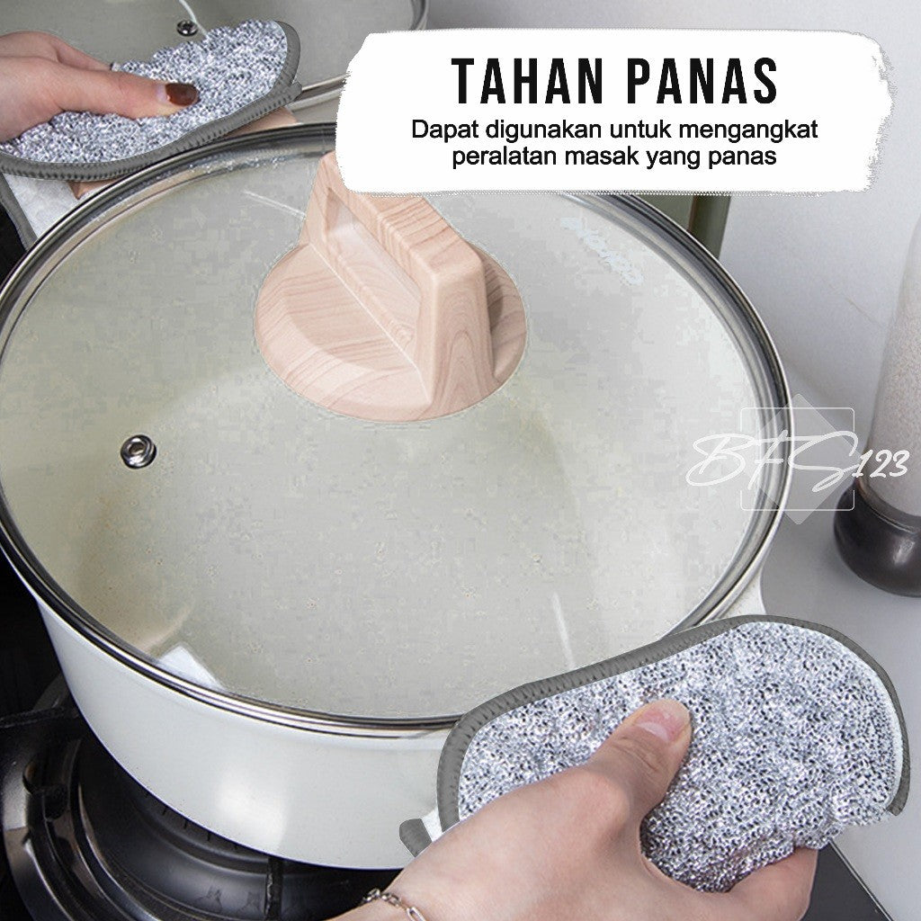 2 In 1 Sabut Kawat Cuci Piring Alas Panas Fry Pan Panci 16x12 cm Pembersih Peralatan Dapur Anti Karat