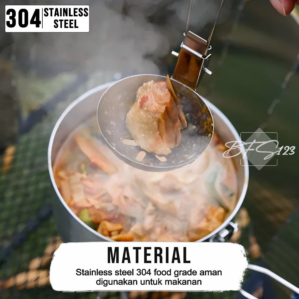Soup Ladle Handle Lipat Centong Sayur Kuah Alat Masak Portable Stainless Steel Camping Outdoor Hiking