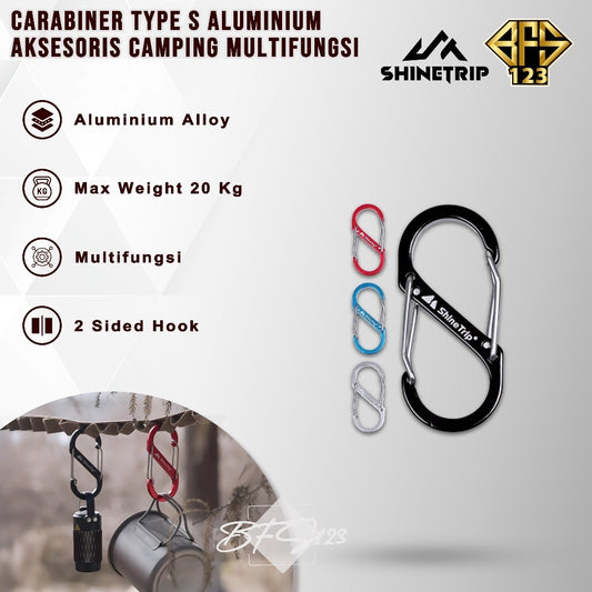 SHINETRIP Carabiner S Type Shape Aluminum Aksesoris Carabiner Multifungsi Camping Hiking Outdoor