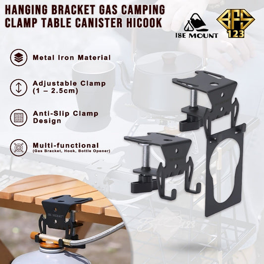 ISE MOUNT Bracket Gantung Gas Kaleng Canister Hicook Outdoor Clamp Meja Kuat Anti Slip Camping Outdoor
