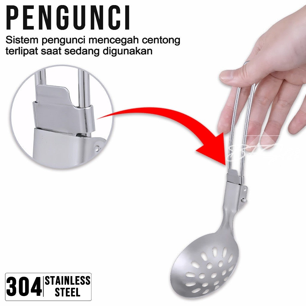Soup Ladle Handle Lipat Centong Sayur Kuah Alat Masak Portable Stainless Steel Camping Outdoor Hiking