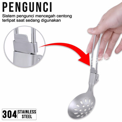 Soup Ladle Handle Lipat Centong Sayur Kuah Alat Masak Portable Stainless Steel Camping Outdoor Hiking
