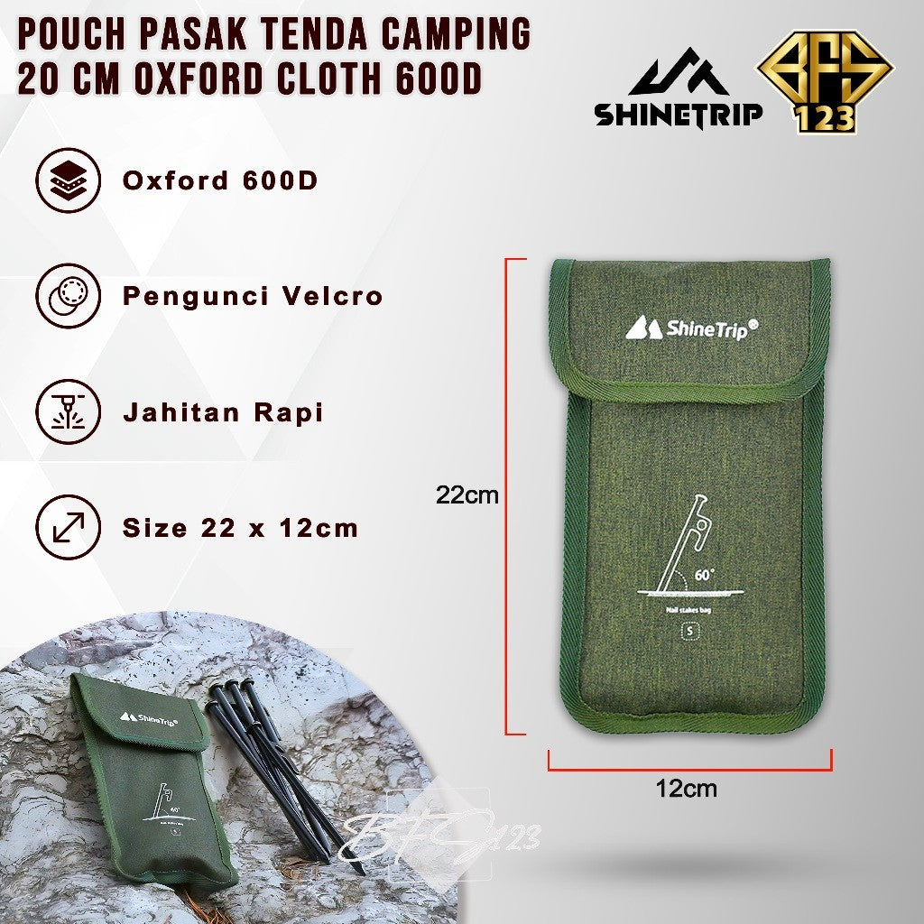 SHINETRIP Pouch Storage Pasak Tenda Camping 20 Cm Oxford Cloth 600D Pouch Outdoor Multifungsi