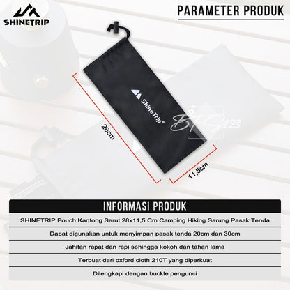 SHINETRIP Pouch Kantong Serut 28x12 Cm Camping Hiking Sarung Pasak Tenda Multifungsi Outdoor