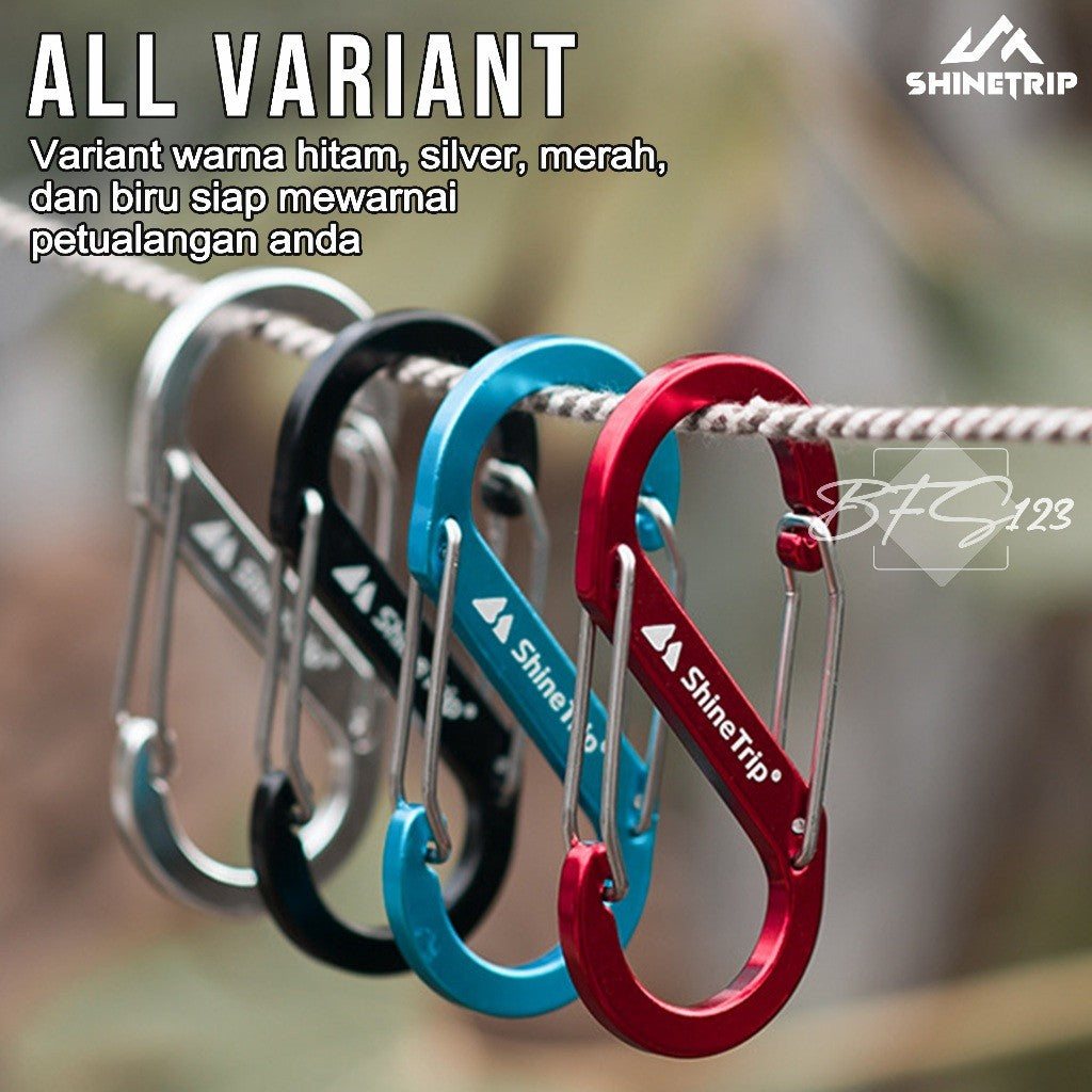 SHINETRIP Carabiner S Type Shape Aluminum Aksesoris Carabiner Multifungsi Camping Hiking Outdoor