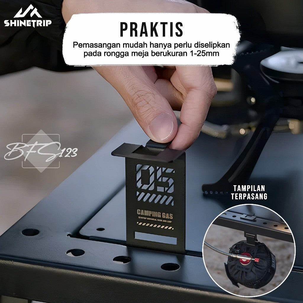 SHINETRIP Bracket Hanging Kaleng Canister Hicook Clamp Dudukan Kaleng Meja Anti Slip Camping Outdoor