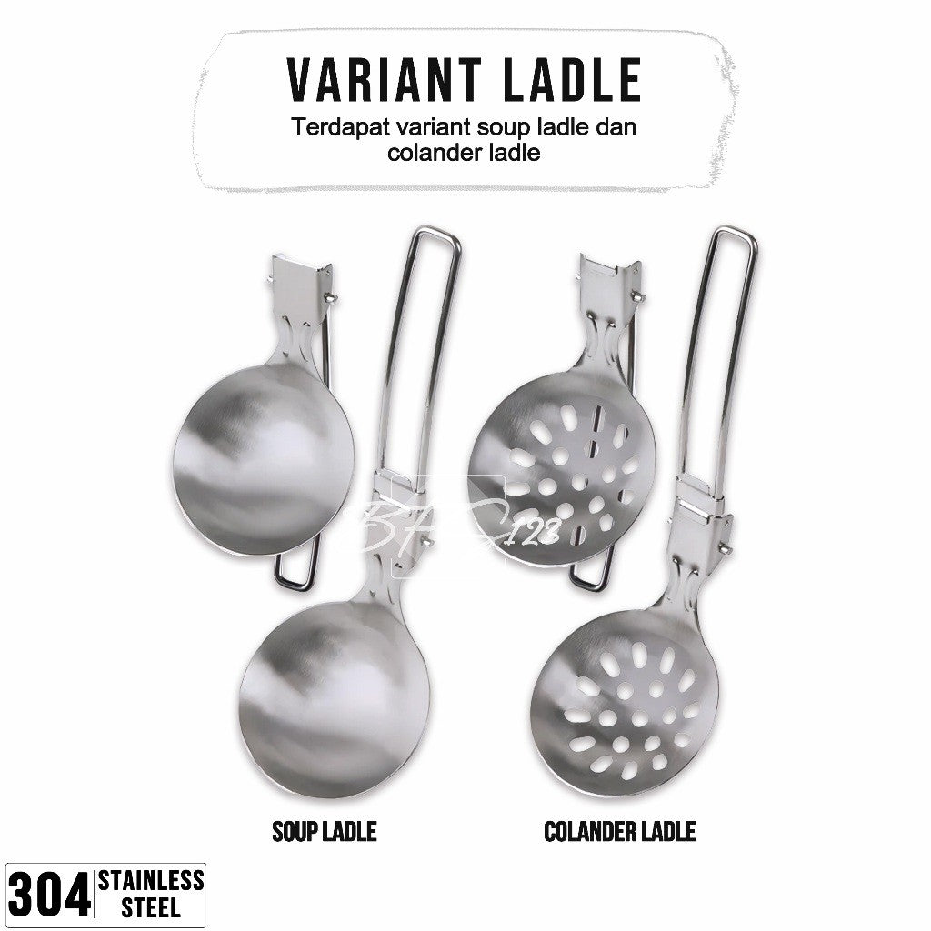 Soup Ladle Handle Lipat Centong Sayur Kuah Alat Masak Portable Stainless Steel Camping Outdoor Hiking