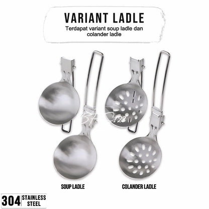 Soup Ladle Handle Lipat Centong Sayur Kuah Alat Masak Portable Stainless Steel Camping Outdoor Hiking