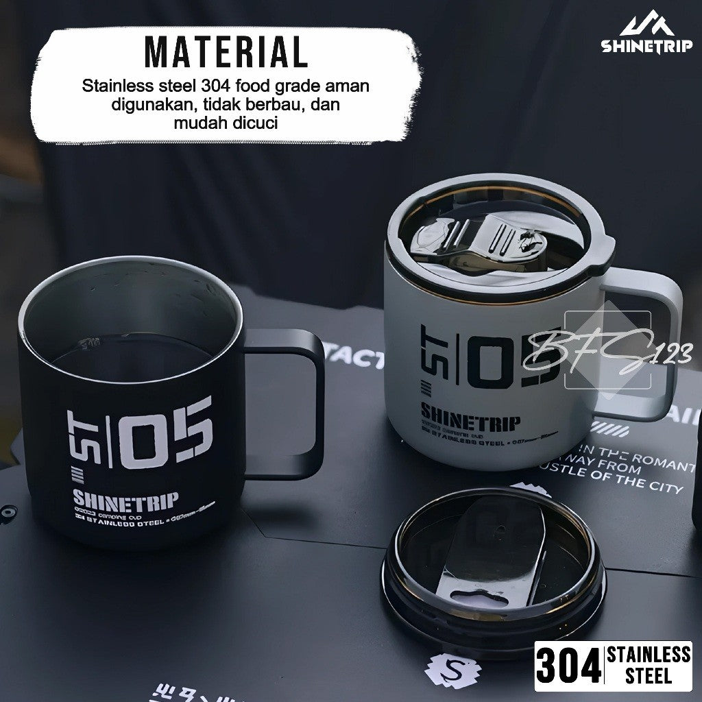 SHINETRIP Mug Gelas Camping Tactical Cup Stainless Steel 350 ml 05 Series Gelas Oudoor Plus Tutup