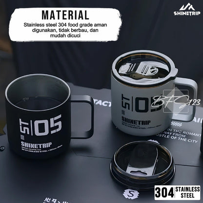 SHINETRIP Mug Gelas Camping Tactical Cup Stainless Steel 350 ml 05 Series Gelas Oudoor Plus Tutup