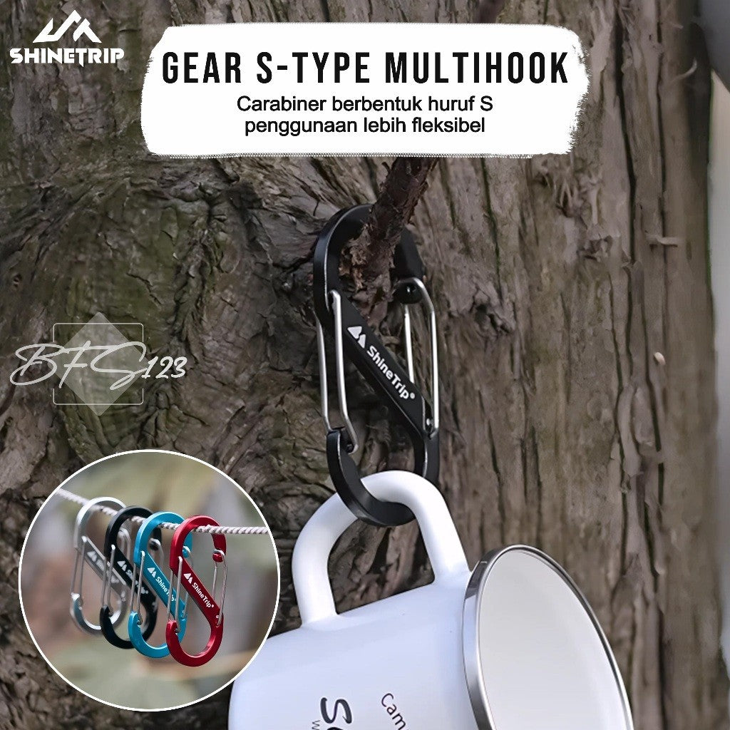 SHINETRIP Carabiner S Type Shape Aluminum Aksesoris Carabiner Multifungsi Camping Hiking Outdoor