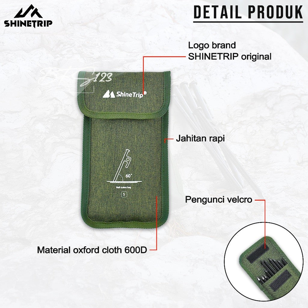 SHINETRIP Pouch Storage Pasak Tenda Camping 20 Cm Oxford Cloth 600D Pouch Outdoor Multifungsi