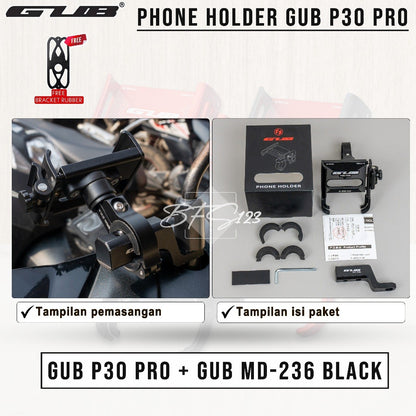 GUB P30 PRO NEW Quick Release Phone Holder HP Dudukan Ponsel Motor Sepeda Aluminium Aloy