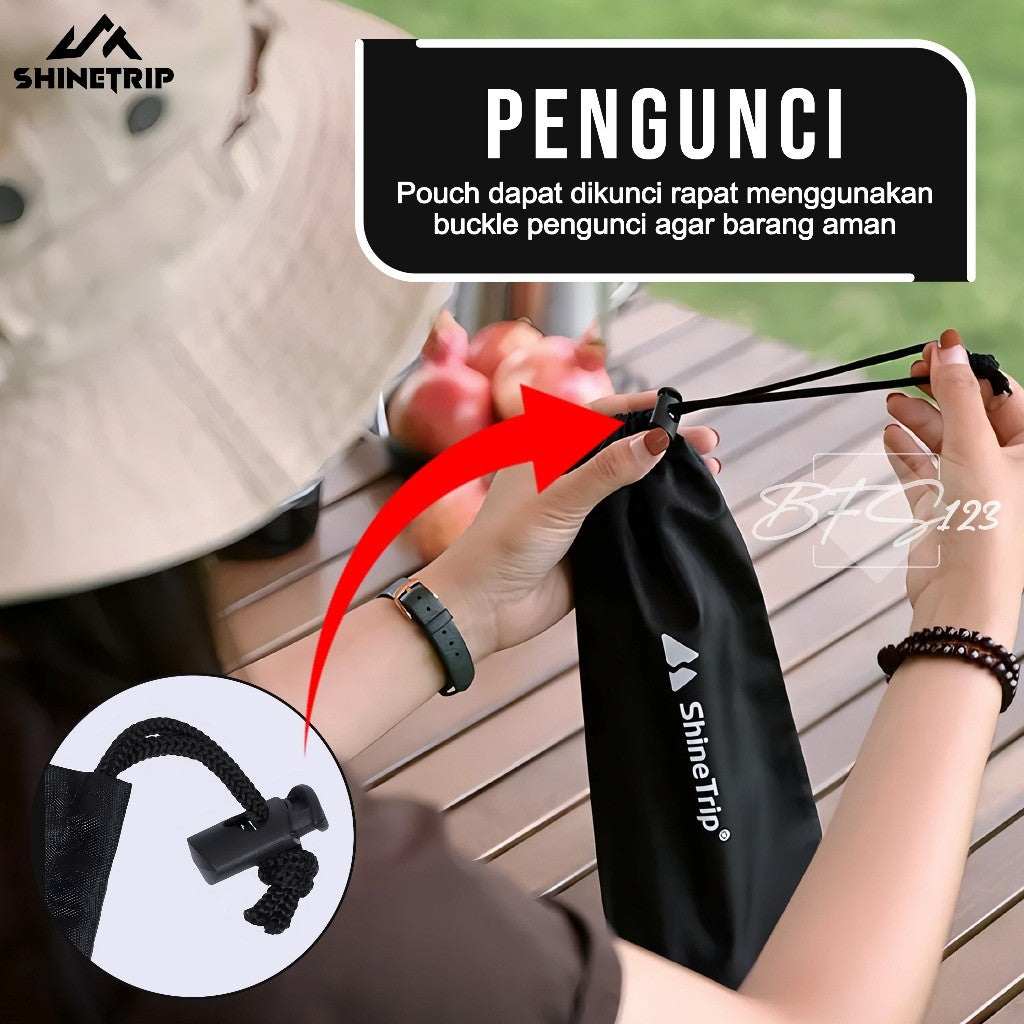 SHINETRIP Pouch Kantong Serut 28x12 Cm Camping Hiking Sarung Pasak Tenda Multifungsi Outdoor