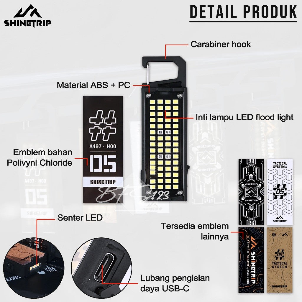 SHINETRIP ST-05 Series Lampu Gesper Tactical Kotak Lampu Camping Tactical Emblem Light Outdoor