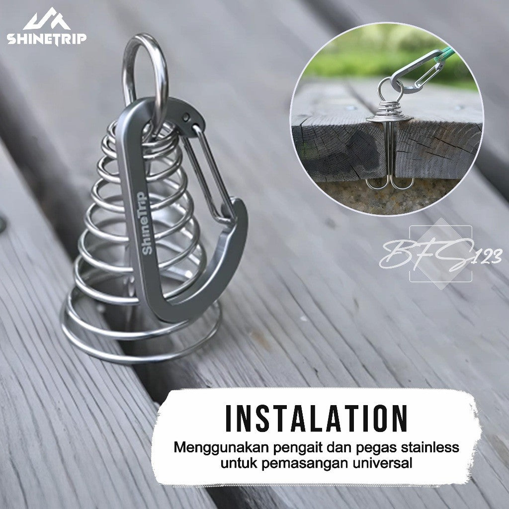 SHINETRIP Pasak Gesper Tali Nail Fish Buckle Model Per Stainless Carabiner Aluminium Gesper Kait Kayu Camping Outdoor
